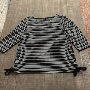 Chic Striped Long Sleeve Top with Side Ties